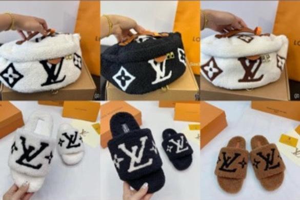 LV TEDDY SLIPPERS AND PURSE