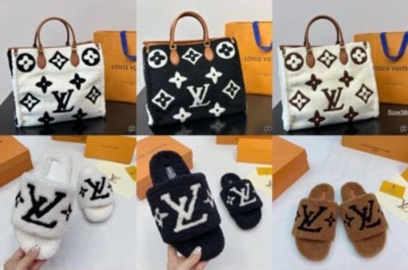 LV TEDDY SLIPPERS AND PURSE